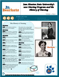Sam Houston State University's New Nursing Program and the History of Nursing