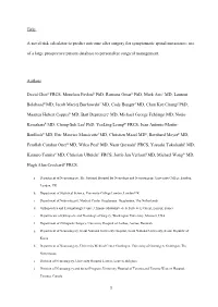 A Novel Risk Calculator to Predict Outcome After