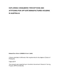 Exploring Consumers' Perceptions and Attitudes for Off-Site Manufactured
