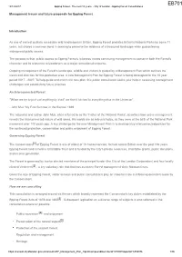 Management Issues and Future Proposals for Epping Forest
