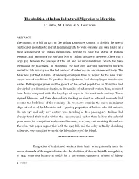 The Abolition of Indian Indentured Migration to Mauritius C. Bates, M