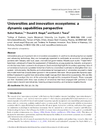 Universities and Innovation Ecosystems: a Dynamic Capabilities Perspective Sohvi Heaton,1,* Donald S