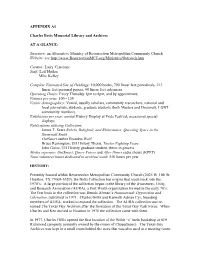APPENDIX A1 Charles Botts Memorial Library and Archives at a GLANCE
