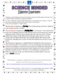 Digestion Experiment
