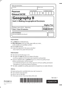 Geography B Unit 3: Making Geographical Decisions