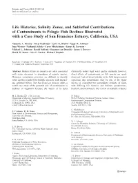 Life Histories, Salinity Zones, and Sublethal Contributions Of