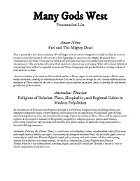 Many Gods West Presentation List