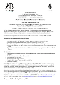 Part Time Trainee Science Technician