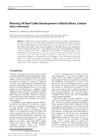 Planning of Beef Cattle Development in District Blora, Central Java, Indonesia