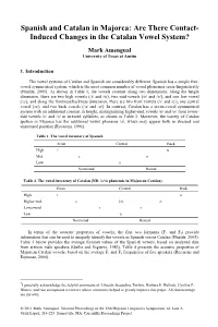 Spanish and Catalan in Majorca: Are There Contact- Induced Changes in the Catalan Vowel System?