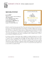 Tech Sheet: Meyer-Fonné