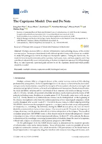 The Cuprizone Model: Dos and Do Nots