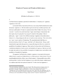 1 Metaphysical Vagueness and Metaphysical Indeterminacy Matti