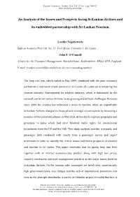 An Analysis of the Issues and Prospects Facing Srilankan Airlines and Its Embedded Partnership with Sri Lankan Tourism