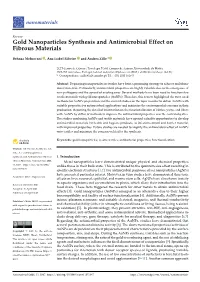 Gold Nanoparticles Synthesis and Antimicrobial Effect on Fibrous Materials