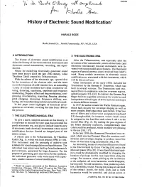History of Electronic Sound Modification'