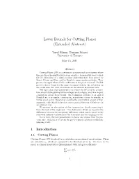 Lower Bounds for Cutting Planes (Extended Abstract)
