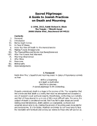 Sacred Pilgrimage: a Guide to Jewish Practices on Death and Mourning
