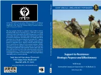 Support to Resistance: Strategic Purpose and Effectiveness