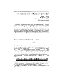 The Humble Sum of Remainders Function