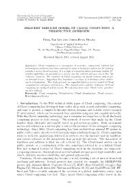 Delivery Services Model of Cloud Computing: a Perspective Overview