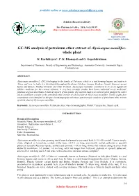 GC-MS Analysis of Petroleum Ether Extract of Alysicarpus Monilifer - Whole Plant