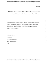 Title Page CEP-26401 (Irdabisant), a Potent and Selective Histamine H3 Receptor Antagonist/ Inverse Agonist with Cognition-Enhan