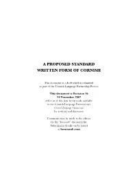 A Proposed Standard Written Form of Cornish