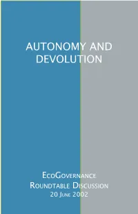 Autonomy and Devolution