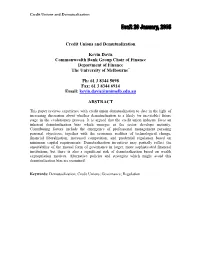 Credit Unions and Demutualization Kevin Davis Commonwealth Bank