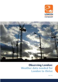 Observing London: Weather Data Needed for London to Thrive