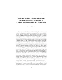 Questions Regarding the Origins of Separate Schools in Canada West
