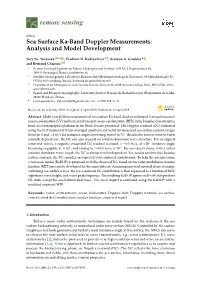 Sea Surface Ka-Band Doppler Measurements: Analysis and Model Development