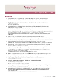 Tables of Contents (Vol