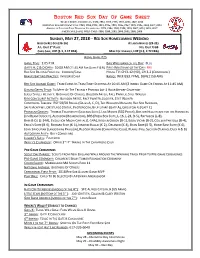 Day of Game Information Sheet