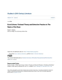 Fictional Theory and Detective Practice in the Name of the Rose