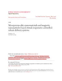 Mesoporous Silica Nanomaterials and Magnetic Nanoparticles Based Stimuli-Responsive Controlled-Release Delivery Systems" (2008)