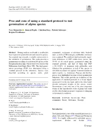Pros and Cons of Using a Standard Protocol to Test Germination of Alpine Species