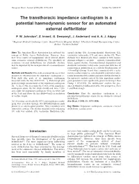 The Transthoracic Impedance Cardiogram Is a Potential Haemodynamic Sensor for an Automated External Deﬁbrillator