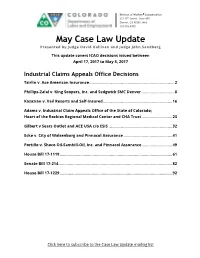 May Case Law Update Presented by Judge David Gallivan and Judge John Sandberg