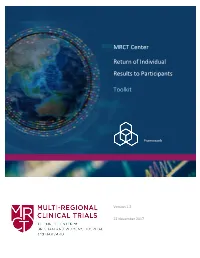 MRCT Center Return of Individual Results to Participants Toolkit, Version 1.0 (Accessed At
