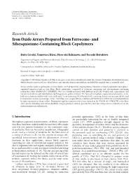 Research Article Iron Oxide Arrays Prepared from Ferrocene- and Silsesquioxane-Containing Block Copolymers