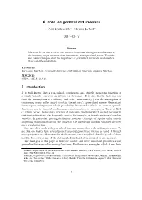 A Note on Generalized Inverses