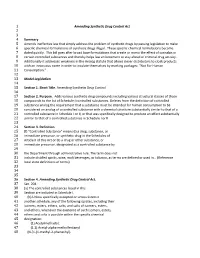Amending Synthetic Drug Control Act Summary Amends Ineffective Law