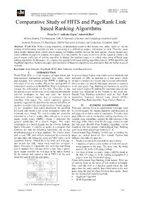 Comparative Study of HITS and Pagerank Link Based Ranking Algorithms