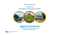 Digest of Testimony of the Joint Public Hearing September 27, 2016 With