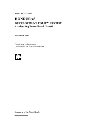 HONDURAS DEVELOPMENT POLICY REVIEW Accelerating Broad-Based Growth
