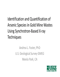 Identification and Quantification of Arsenic Species in Gold Mine Wastes Using Synchrotron-Based X-Ray Techniques
