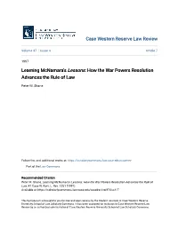 Learning Mcnamara's &lt;I&gt;Lessons&lt;/I&gt;