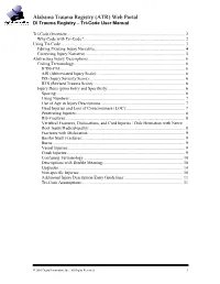 Alabama Trauma Registry (ATR) Web Portal DI Trauma Registry – Tri-Code User Manual